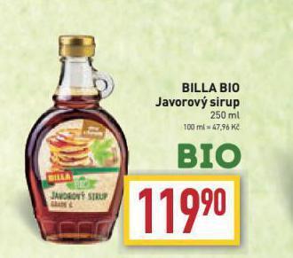 Billa Bio javorový sirup nabídka