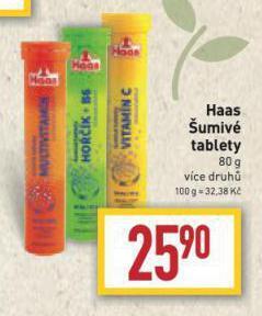Billa Haas šumivé tablety nabídka