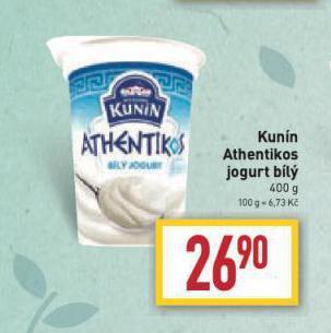 Billa Kunín athentikos jogurt nabídka