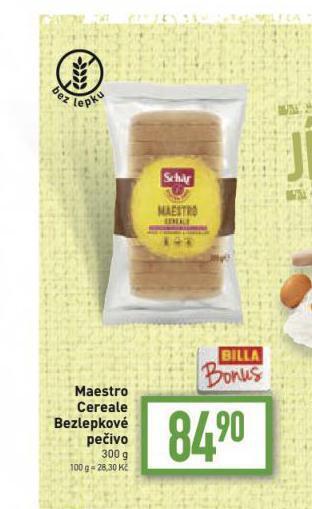 Billa Maestro cereale bezlepkové pečivo nabídka