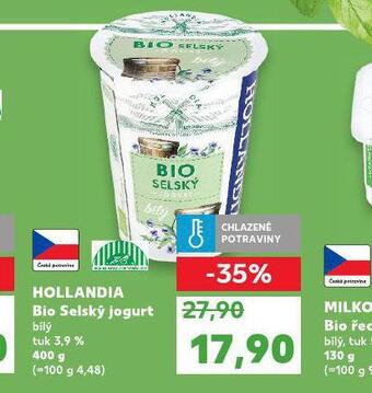 Kaufland Hollandia bio selský jogurt nabídka