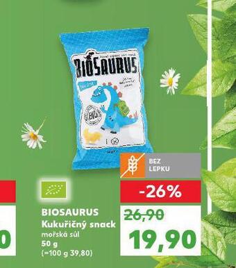 Kaufland Biosaurus kukuřičný snack nabídka