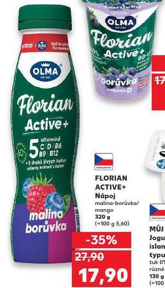 Kaufland Florian active+ nápoj nabídka