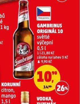 Penny Market Pivo gambrinus originál nabídka