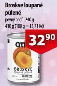 CBA Broskve loupané půlené, 410 g nabídka