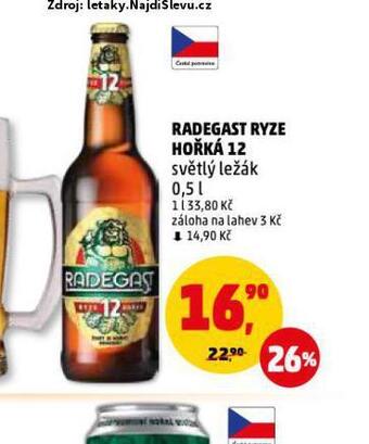 Penny Market Pivo radegast ryze hořká 12 nabídka