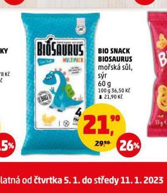 Penny Market Bio snack biosaurus nabídka