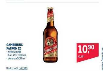 Makro Gambrinus patron 12 světlý ležák 500 ml nabídka