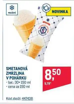 Makro J.a.d. food smetanová zmrzlina v pohárku 150ml nabídka