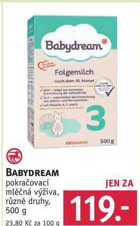 Rossmann Babydream pokračovací mléčná výživa, 500 g nabídka