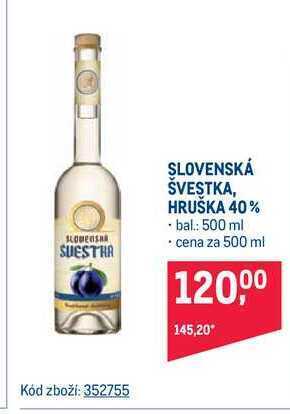 Makro St. nicolaus slovenská švestka / hruška 40% 500 ml nabídka