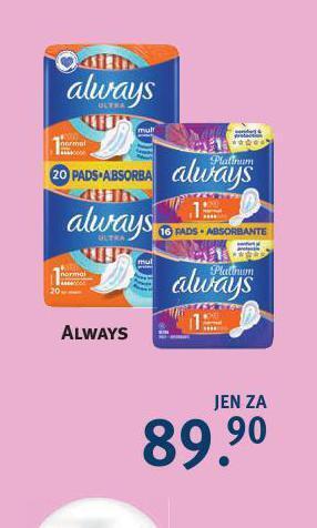 Rossmann Always dámské vložky nabídka