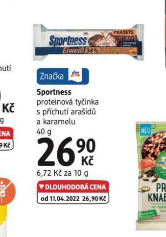 dm drogerie Sportness proteinová tyčinka nabídka