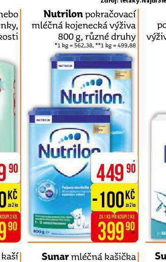 Teta Nutrilon pokračovací mléčná kojenecká výživa nabídka