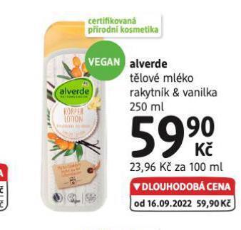 dm drogerie Alverde tělové mléko nabídka