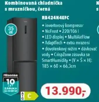 Planeo Elektro Hisense Kombinovaná chladnička s mrazničkou, černa RB424N4EFC nabídka