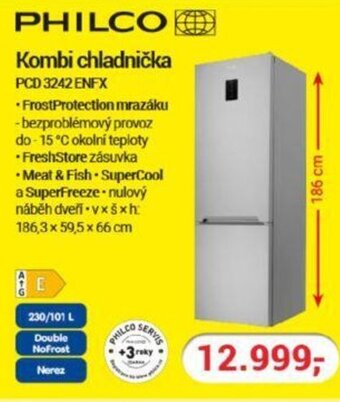 Planeo Elektro Philco Kombi chladnička PCD 3242 ENFX nabídka