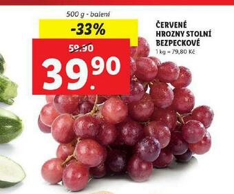Lidl Červené hrozny stolní bezpeckové nabídka