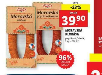 Lidl Moravská klobása nabídka