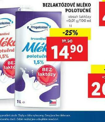 Lidl Bezlaktózové mléko polotučné nabídka