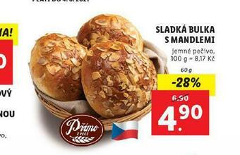 Lidl Sladká bulka s mandlemi nabídka