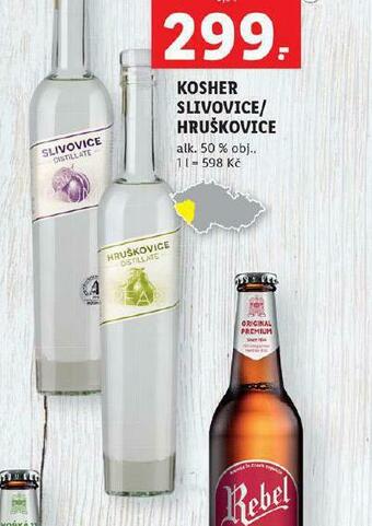 Lidl Kosher slivovice / hruškovice nabídka