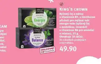 Rossmann King´s crown čaj nabídka