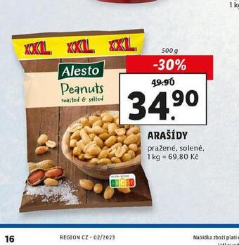 Lidl Arašídy pražené, solené nabídka