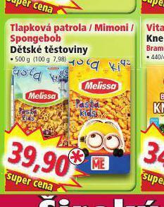 Tlapková patrola / mimoni / spongebob dětské těstoviny