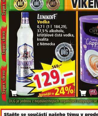Norma Lunikoff vodka nabídka
