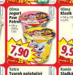 Norma Olma jogurt paw patrol nabídka