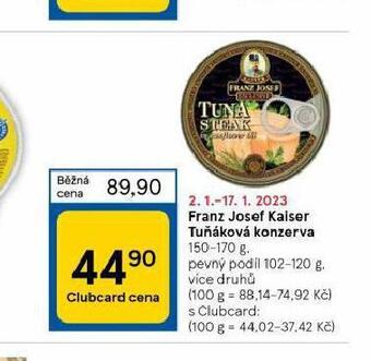 Tesco Franz josef tuňáková konzerva nabídka