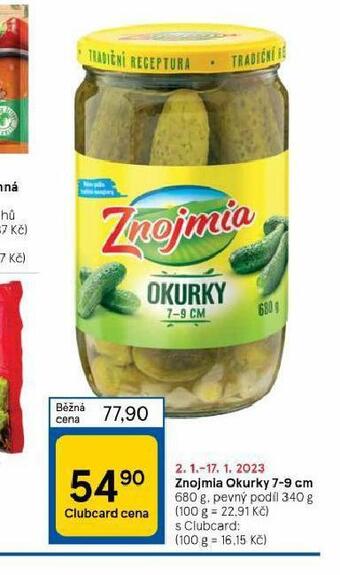 Tesco Znojmia okurky 7-9 cm nabídka