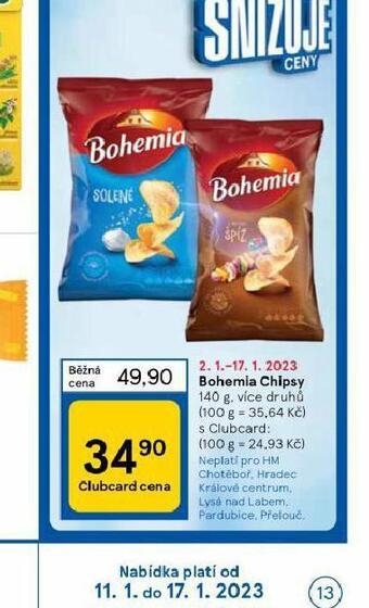 Tesco Bohemia chips nabídka