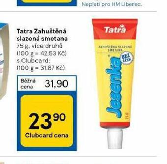 Tesco Tatra zahuštěná slazená smetana nabídka
