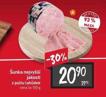 Billa Šunka nejvyšší jakosti z pultu lahůdek cena za 100 g nabídka