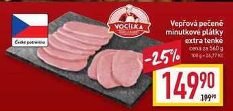 Billa Vepřová pečeně minutkové plátky extra tenké cena za 560g nabídka