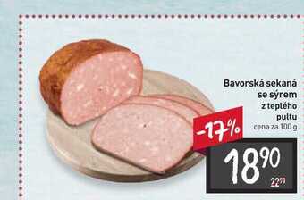 Billa Bavorská sekaná se sýrem z teplého pultu cena za 100 g nabídka