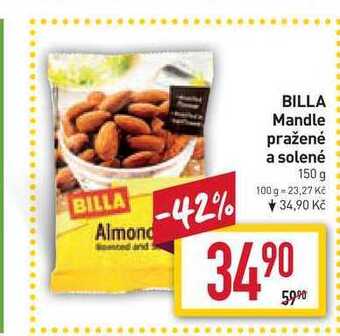 Billa Billa mandle pražené a solené 150 g nabídka