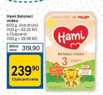 Tesco Hami batolecí mléko 600 g nabídka