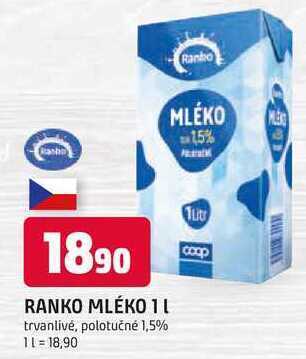 Trefa Ranko mléko, 1 l nabídka