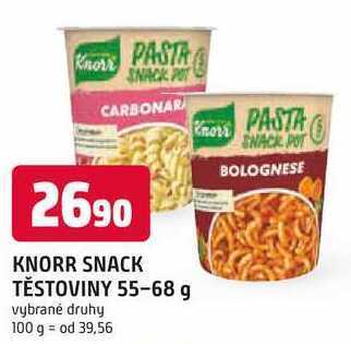 Trefa Knorr snack těstoviny, 55-68 g nabídka