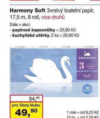 Barvy a laky drogerie Harmony soft 3vrstvý toaletní papír, 17,5 m, 8 rolí nabídka