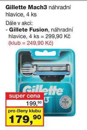Barvy a laky drogerie Gillette mach3 náhradní hlavice, 4 ks nabídka
