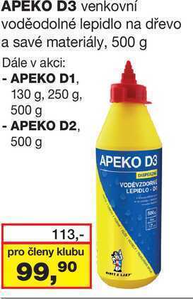 Barvy a laky drogerie Apeko d3 venkovní voděodolné lepidlo na dřevo a savé materiály, 500 g nabídka