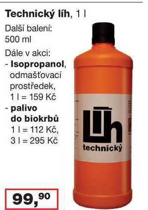 Barvy a laky drogerie Technický líh, 1l nabídka