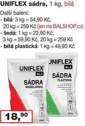 Barvy a laky drogerie Uniflex sádra, 1 kg, bílá nabídka