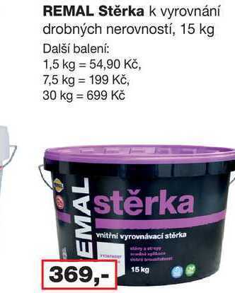 Barvy a laky drogerie Remal stěrka k vyrovnání drobných nerovností, 15 kg nabídka