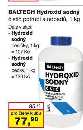 Barvy a laky drogerie Baltech hydroxid sodný čistič potrubí a odpadů, 1 kg nabídka