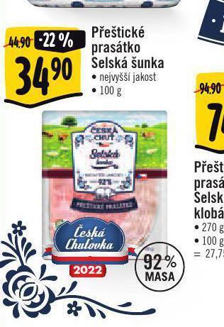 Albert Přeštické prasátko selská šunka nejvyšší jakosti nabídka